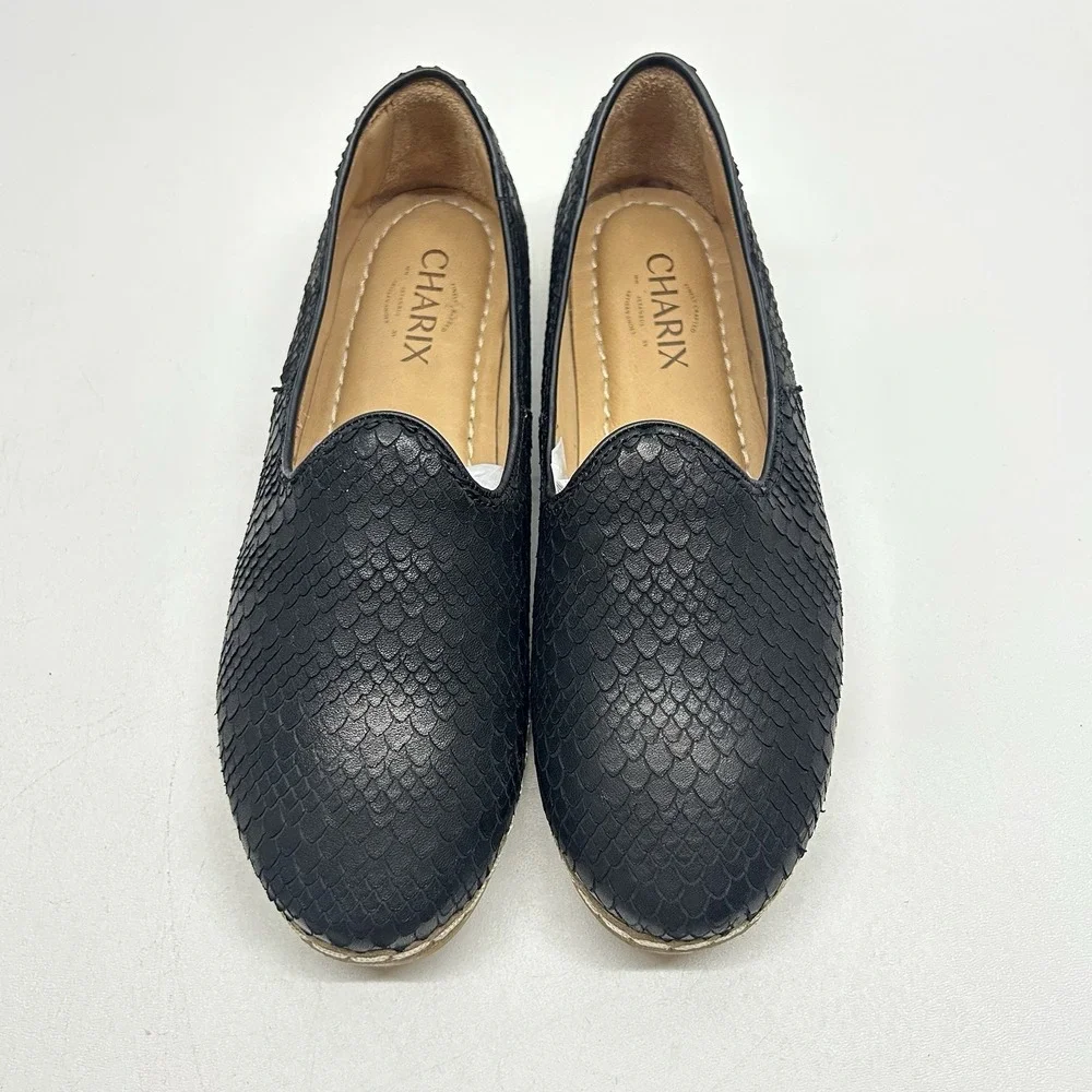 CHARIX Shoes Womens US 9 EU 39.5 Wild Black Textured Slip On Flats Casual